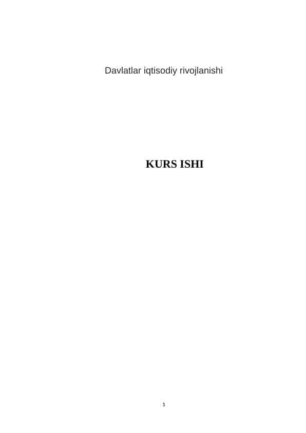 Davlatlar iqtisodiy rivojlanishi k