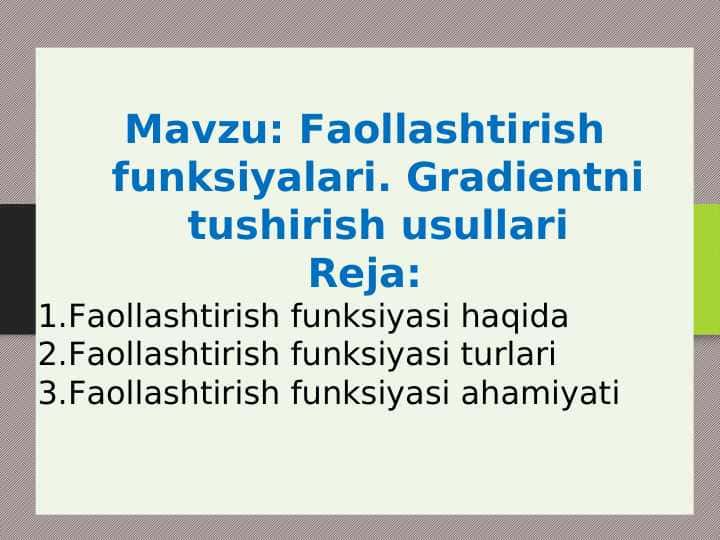 Faollashtirish funksiyalari