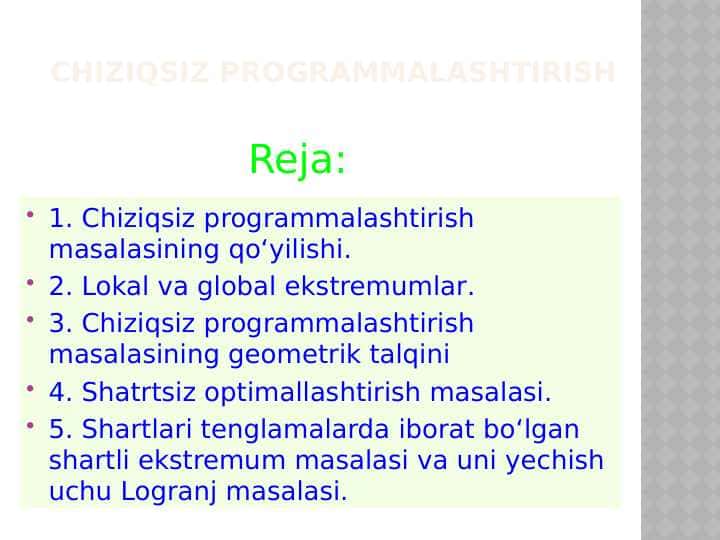chiziqsiz programmalashtirish
