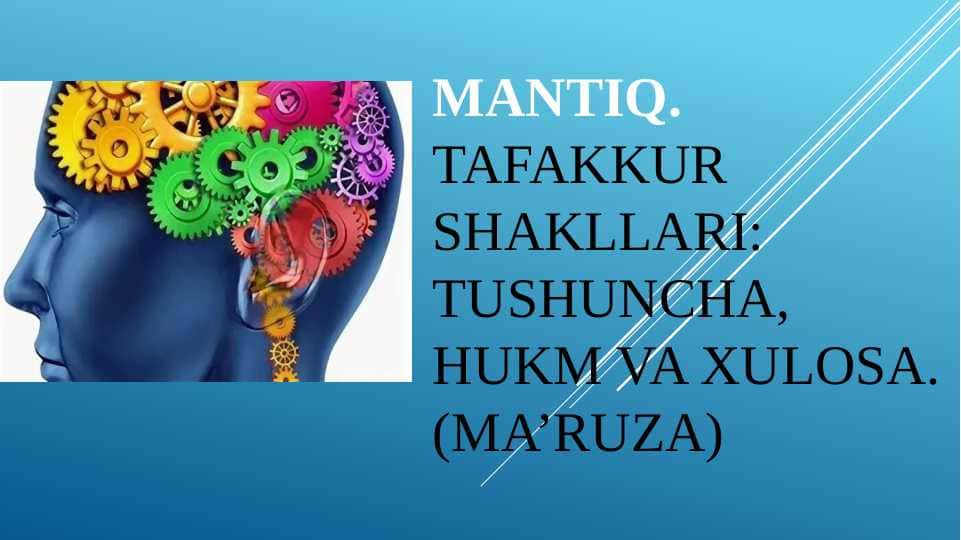 Mantiq. Tafakkur shakllari: tushuncha, hukm va xulosa.(ma’ruza)