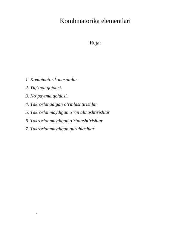 Kombinatorika elementlari 2