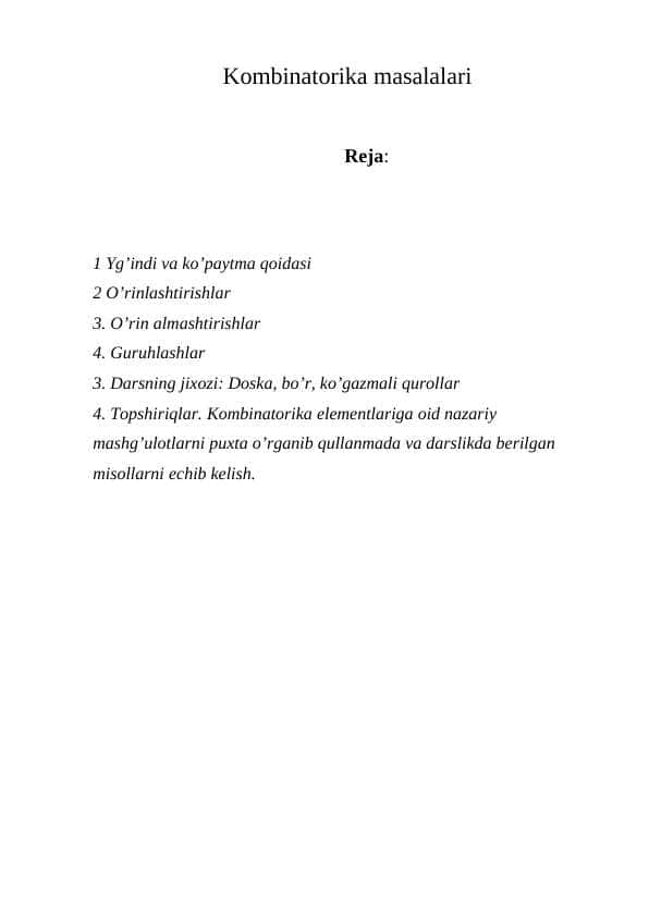 Kombinatorika masalalari