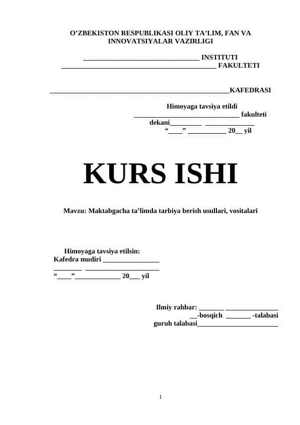 Maktabgacha ta’limda tarbiya berish usullari, vositalari