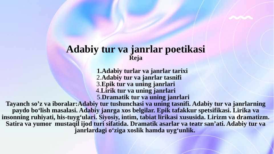 Adabiy tur va janrlar poetikasi