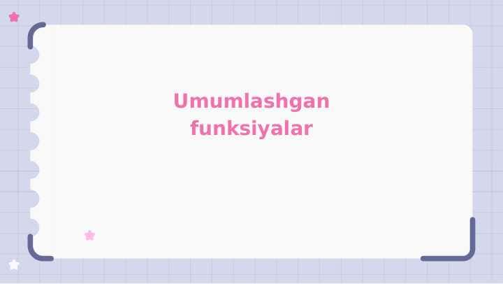 Umumlashgan funksiyalar