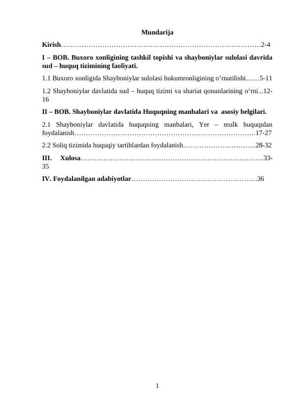 Shayboniylar davrida sud- huquq tizimi
