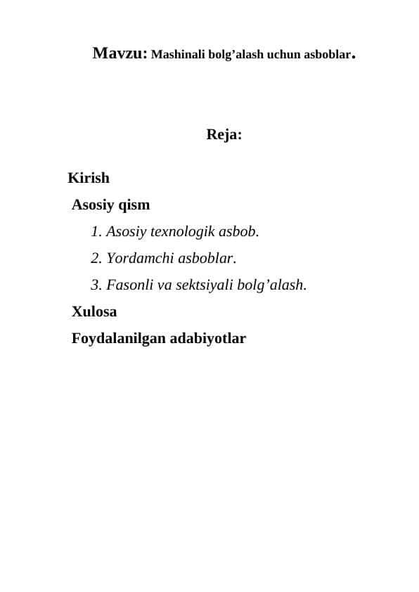 Mashinali bolg’alash uchun asboblar