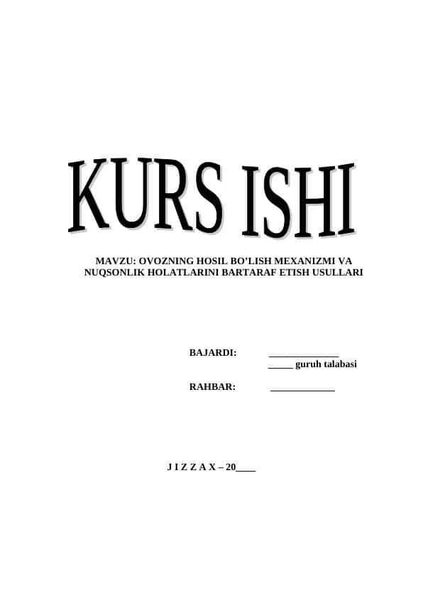 OVOZNING HOSIL BO’LISH MEXANIZMI VA NUQSONLIK HOLATLARINI BARTARAF ETISH USULLARI