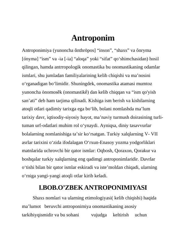Antroponimlar