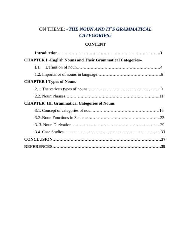 THE NOUN AND IT`S GRAMMATICAL CATEGORIES