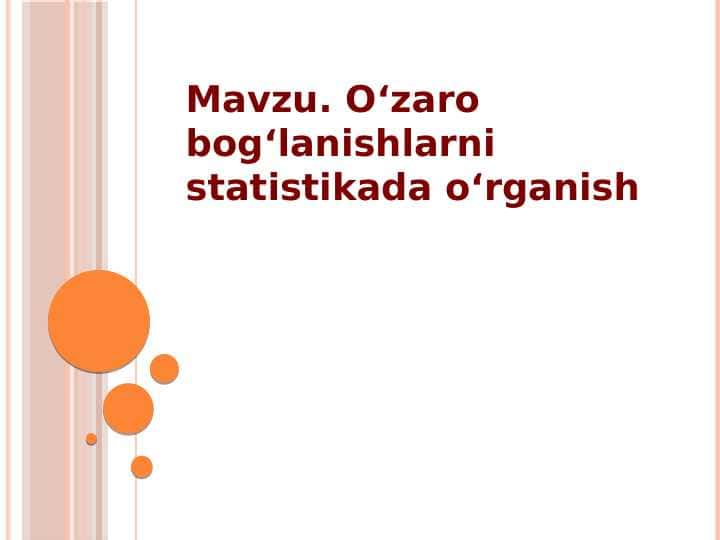 O‘zaro bog‘lanishlarni statistikada o‘rganish