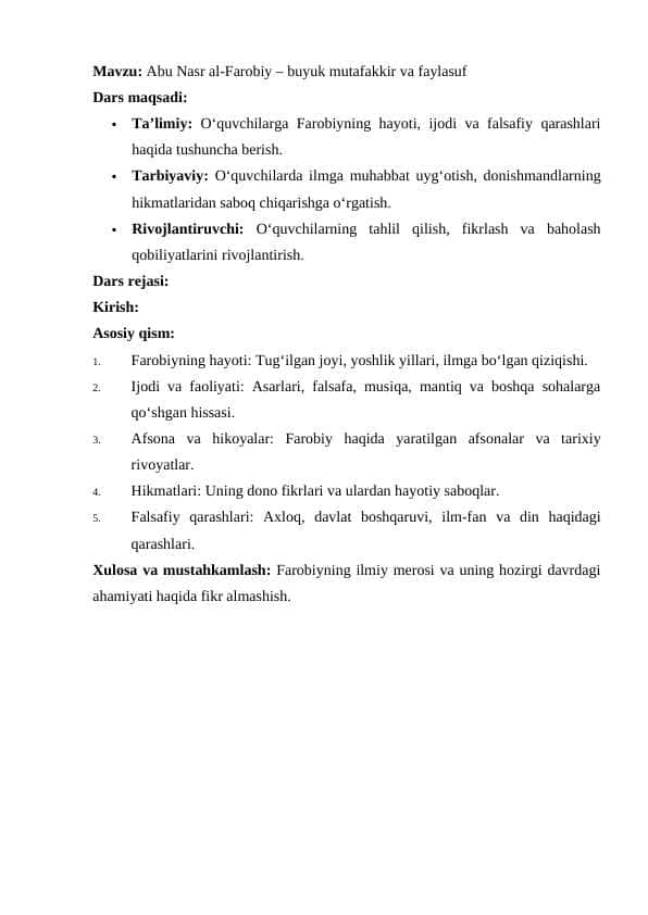 Abu Nasr al-Farobiy – buyuk mutafakkir va faylasuf