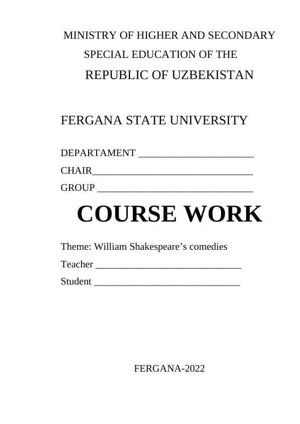 William Shakespeare’s comedies