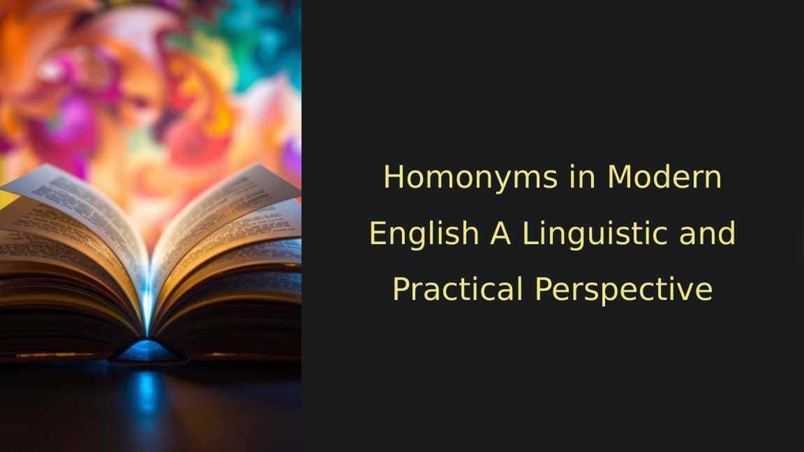 Homonyms in Modern English A Linguistic and Practical Perspective