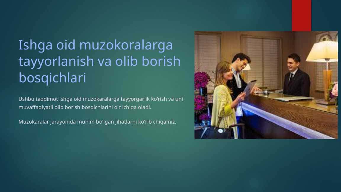 Ishga oid muzokoralarga tayyorlanish va olib borish bosqichlari