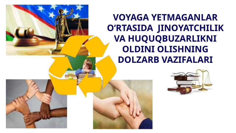 VOYAGA YETMAGANLAR O‘RTASIDA JINOYATCHILIK VA HUQUQBUZARLIKNI OLDINI OLISHNING DOLZARB VAZIFALARI