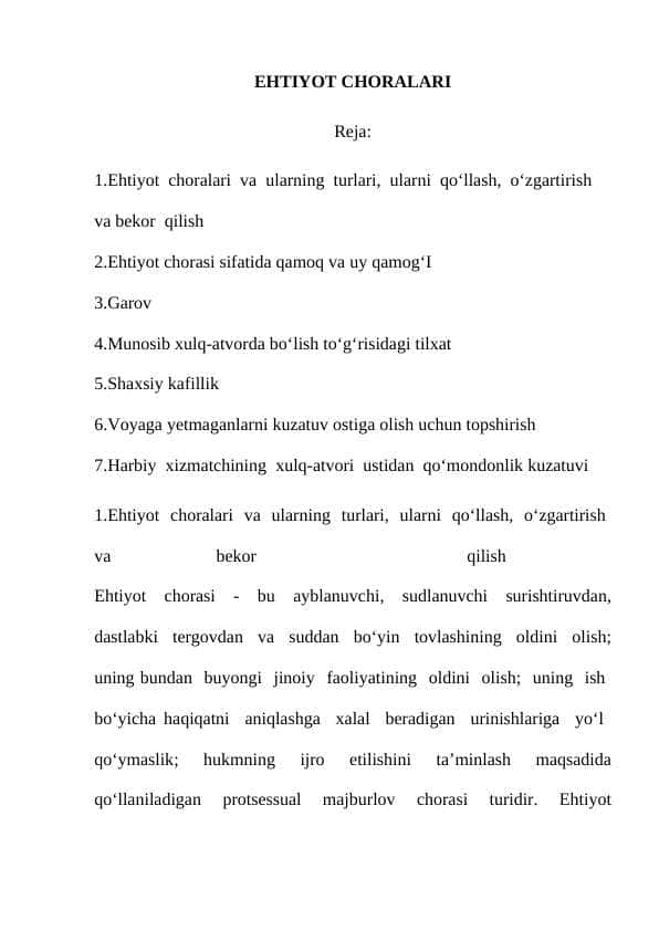 EHTIYOT CHORALARI