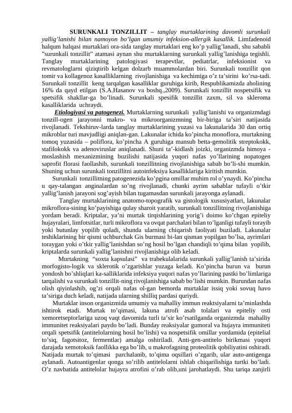 Surunkali tonzillit