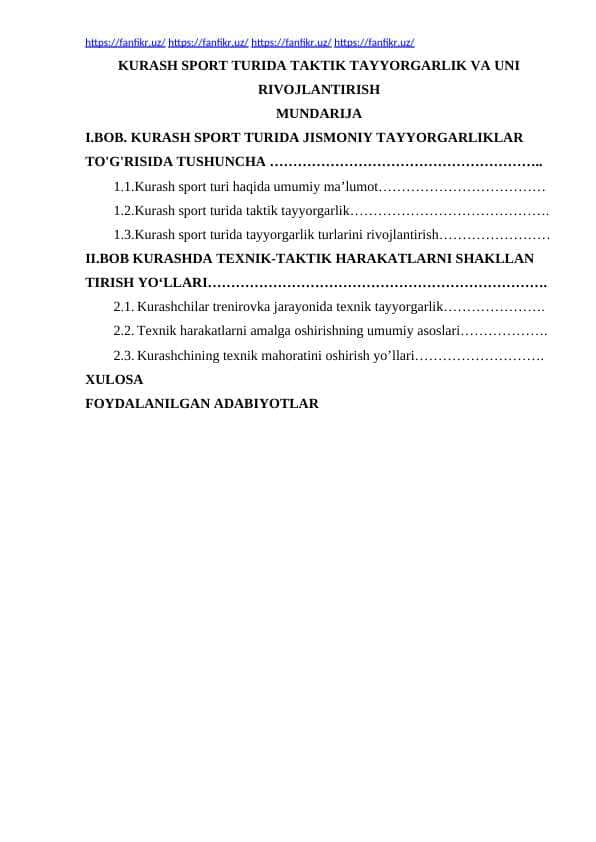 KURASH SPORT TURIDA TAKTIK TAYYORGARLIK VA UNI RIVOJLANTIRISH