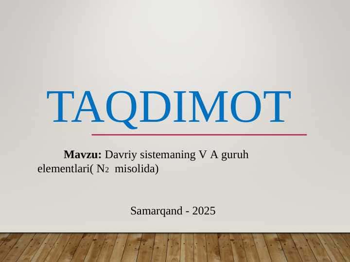 Davriy sitemaning V guruh element