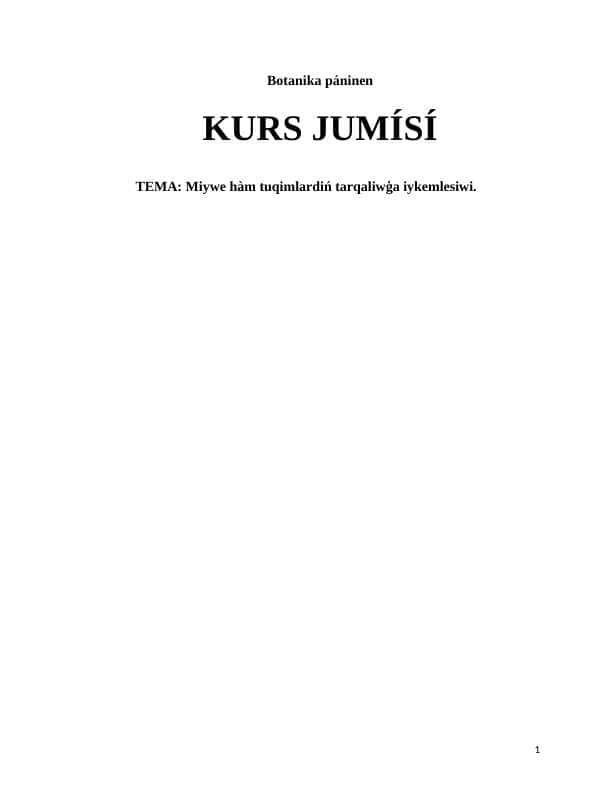 Miywe hàm tuqimlardiń tarqaliwģa iykemlesiwi.