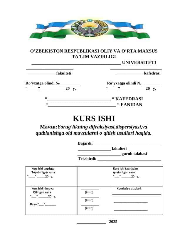 Yorug'likning difraksiyasi,dispersiyasi,va qutblanishga oid mavzularni o'qitish usullari haqida