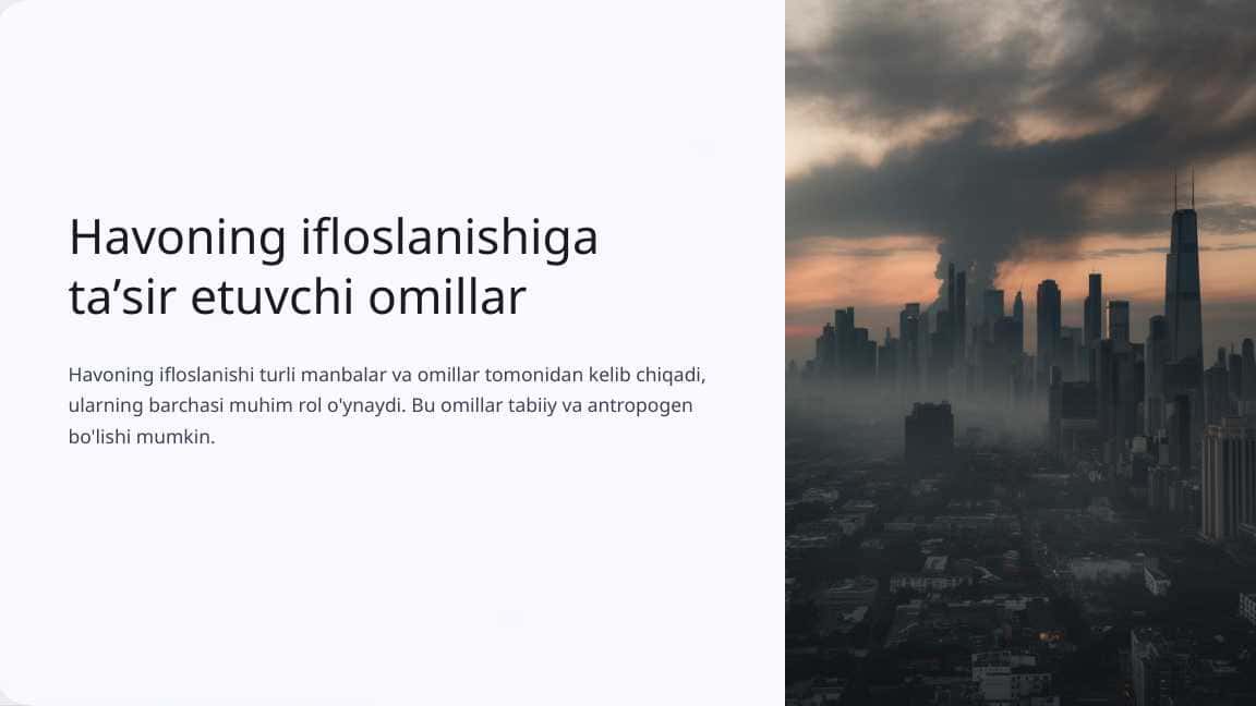 Havoning ifloslanishiga tasir etuvchi omillar
