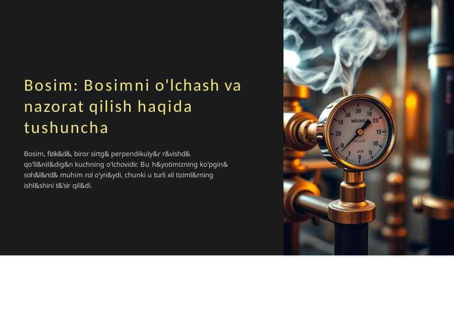 Bosimni o'lchash va nazorat qilish haqida tushuncha.