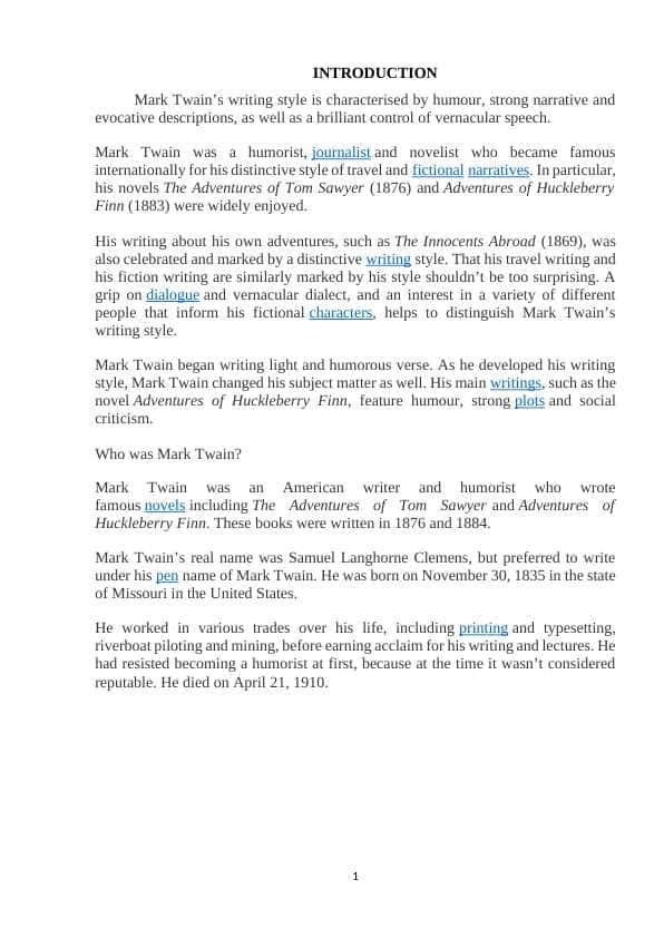 Mark Twain - a founder of a humorous story genre in American literature.