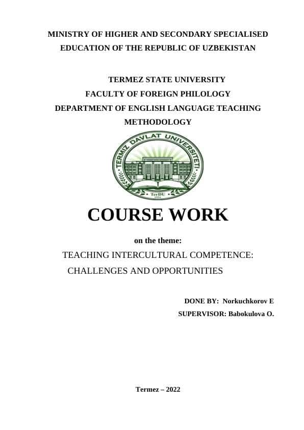 TEACHING INTERCULTURAL COMPETENCE: CHALLENGES AND OPPORTUNITIES