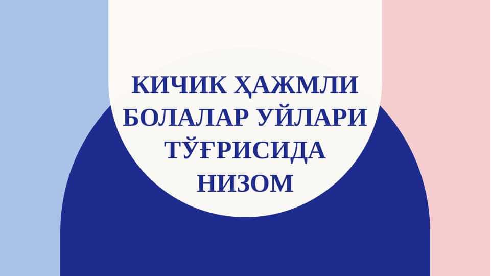 Кичик ҳажмли болалар уйлари тўғрисида НИЗОМ