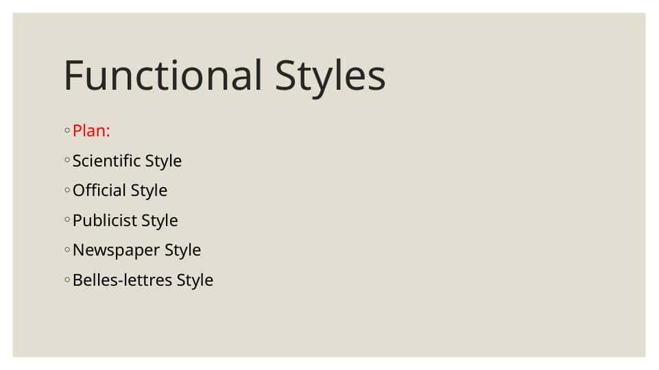 Functional Styles