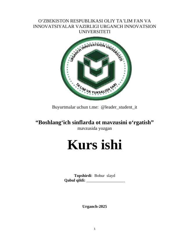 Boshlang‘ich sinflarda ot mavzusini o‘rgatish
