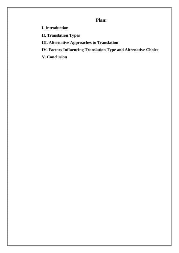 “Translation types and alternatives”
