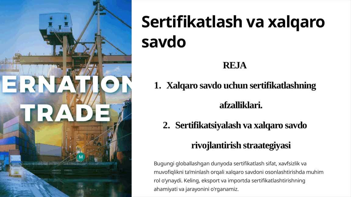 Sertifikatlash va xalqaro savdo