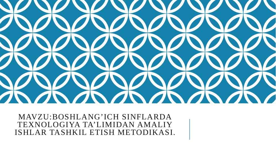 Boshlangʻich sinflarda texnologiya taʼlimidan amaliy ishlar tashkil etish metodikasi