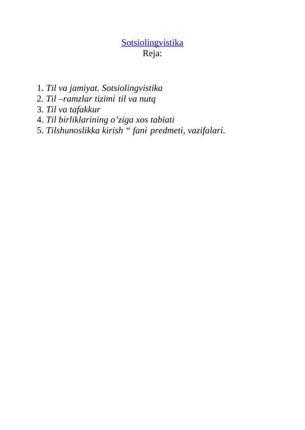 Til va jamiyat. Sotsiolingvistika