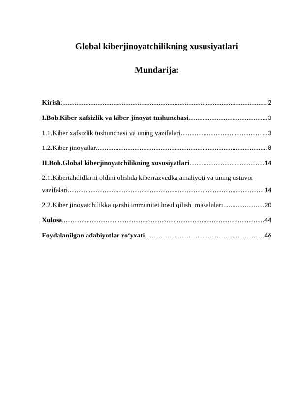 Global kiberjinoyatchilikning xususiyatlari