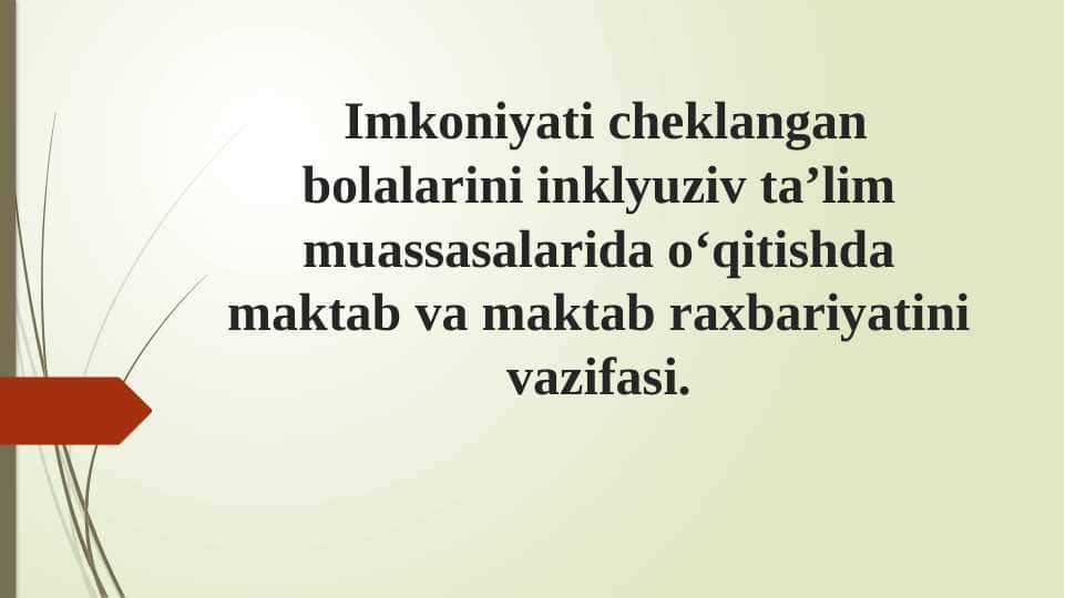 Imkoniyati cheklangan bolalarini inklyuziv ta’lim muassasalarida o‘qitishda maktab va maktab raxbariyatini vazifasi.