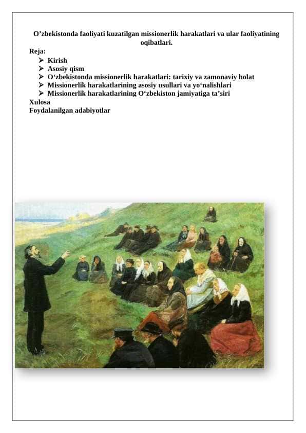 O’zbekistonda faoliyati kuzatilgan missionerlik harakatlari va ular faoliyatining oqibatlari. 25