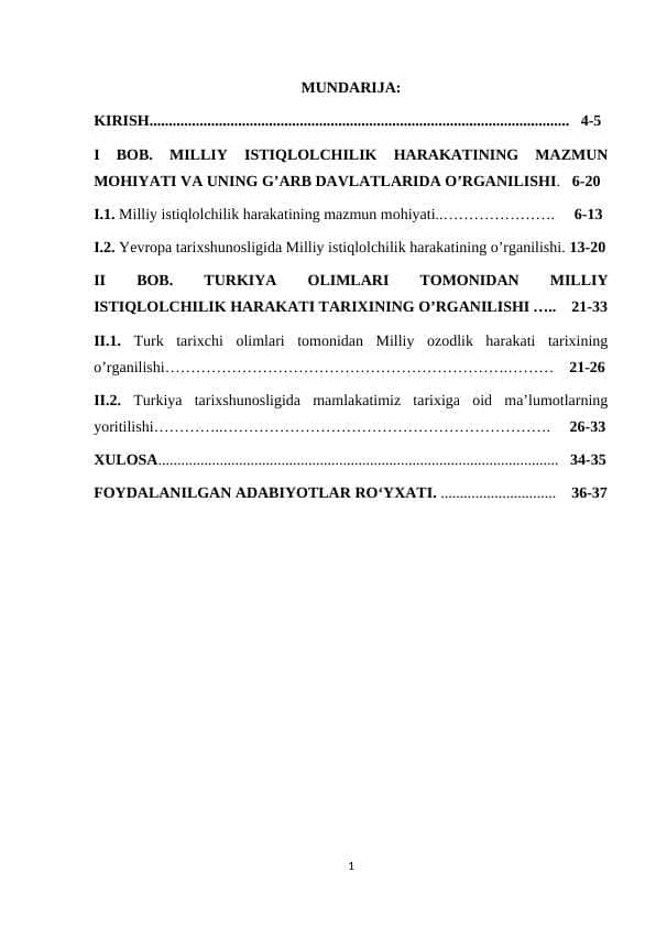 Turkiya olimlari tomonidan milliy istiqlolchilik harakati tarixining o’rganilishi