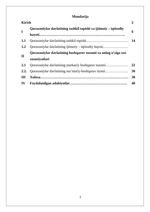 QORAXONIYLAR DAVLAT BOSHQARUV TARTIBI