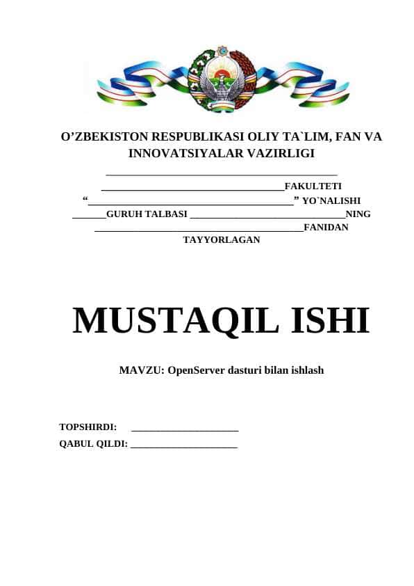 OpenServer dasturi bilan ishlash