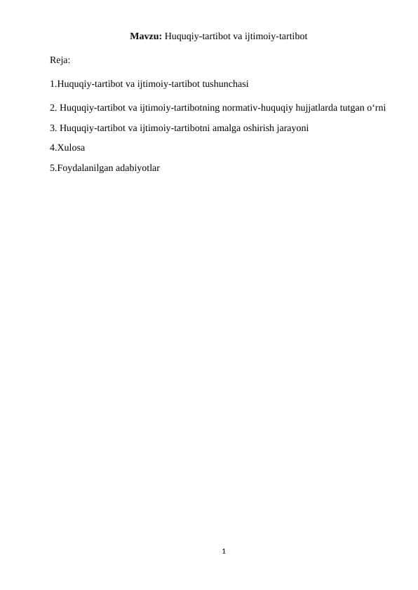 Huquqiy-tartibot va ijtimoiy-tartibot