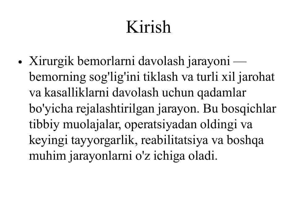 Xirurgik bemorlarni davolash