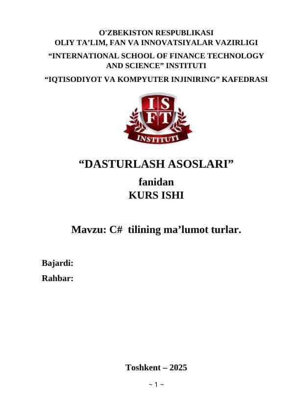 C tilining ma'lumot turlari
