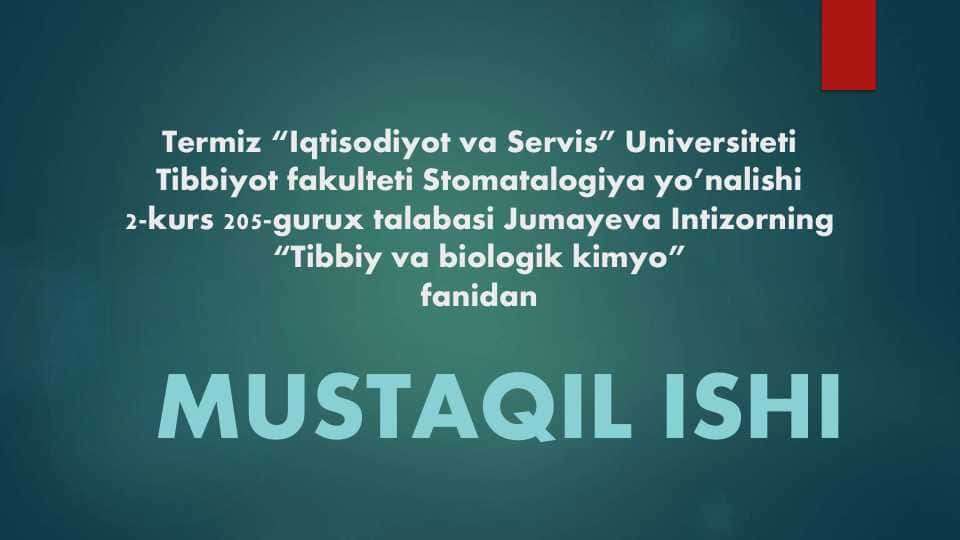 Tibbiy kimyo .Parenteral ovqatlantirish.