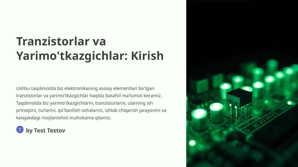 Tranzistorlar va yarim o'tkazgichlar