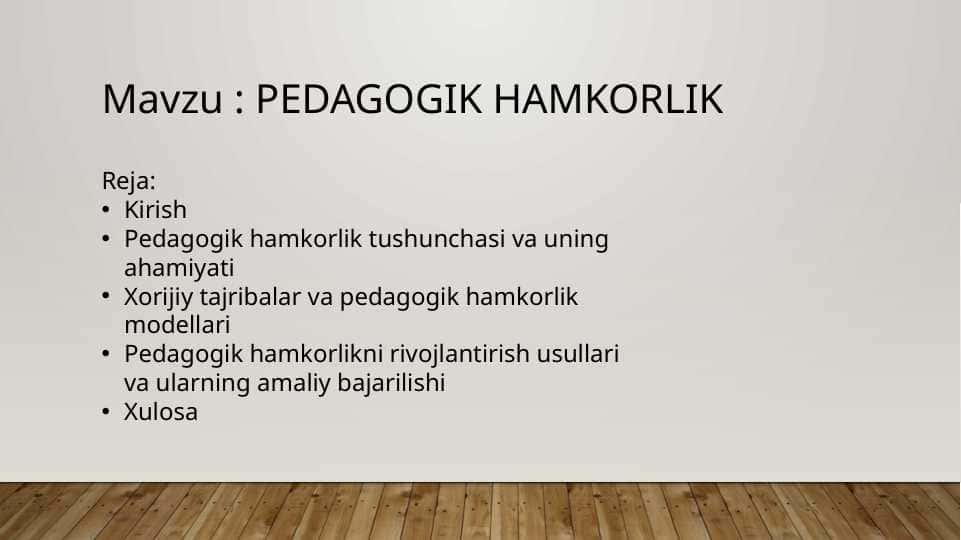 PEDAGOGIK HAMKORLIK