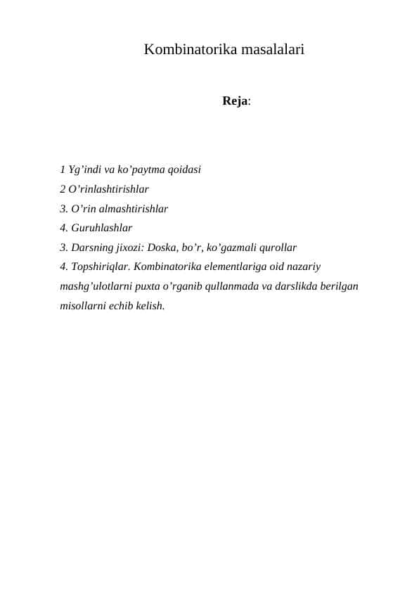 Kombinatorika masalalari